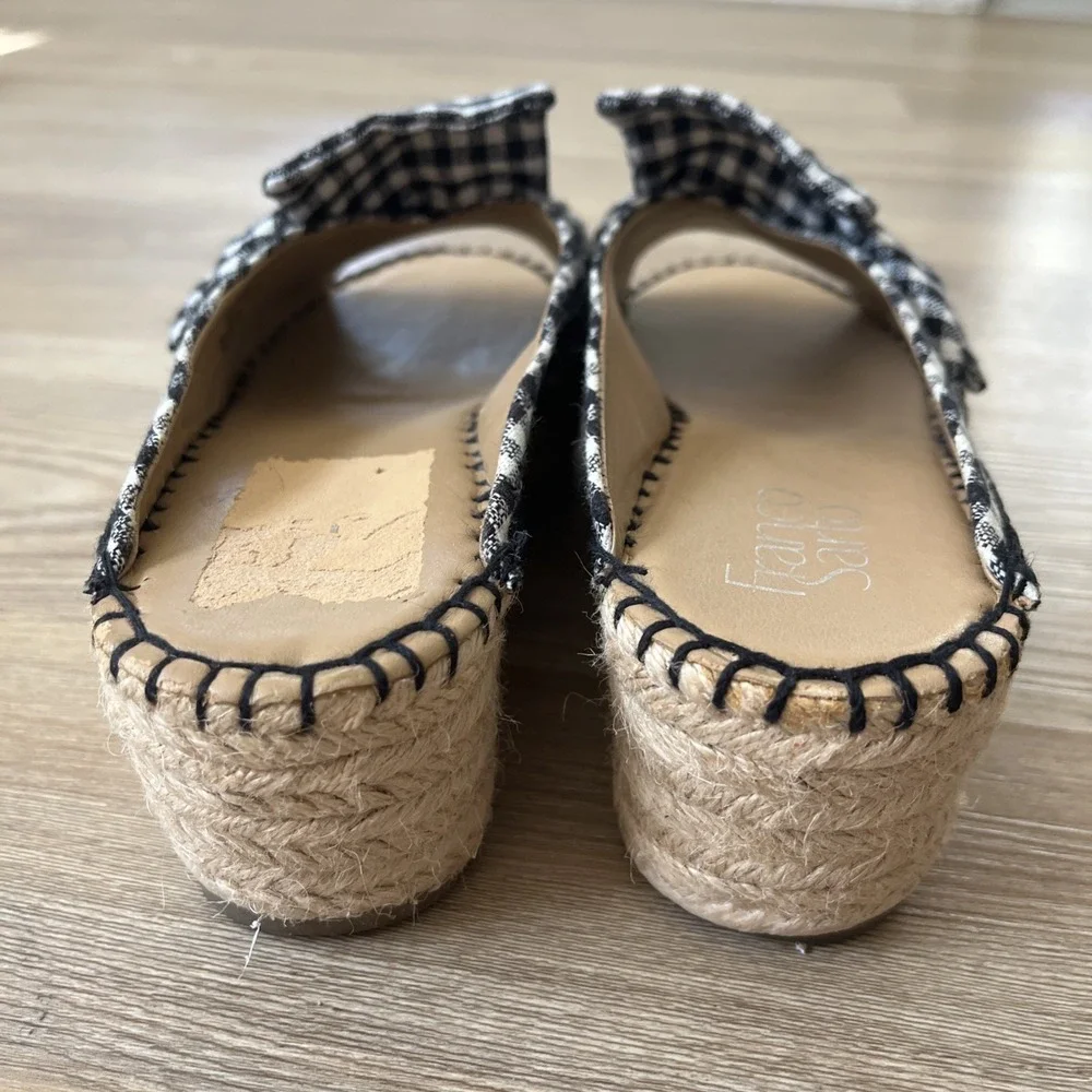 Franco Sarto Patrice Gingham Espadrille Wedge Sandals‎ Cottagecore Coastal 7.5M